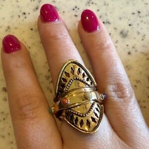 Studio Barse Multigemstone Bronze “Saddle Spin” Ring Size 8